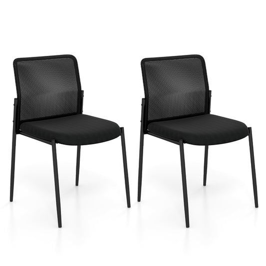 Waiting Room Chair Set of 2 with Ergonomic Mesh Backrest and Padded Seat, Black Conference Chairs   at Gallery Canada