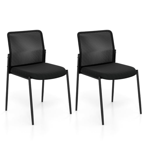 Waiting Room Chair Set of 2 with Ergonomic Mesh Backrest and Padded Seat, Black