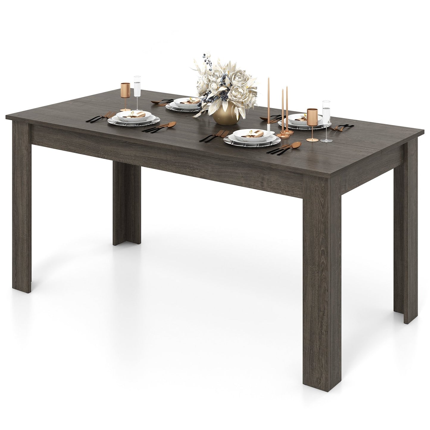 63 Inch Rectangular Modern Dining Kitchen Table, Gray Dining Tables   at Gallery Canada