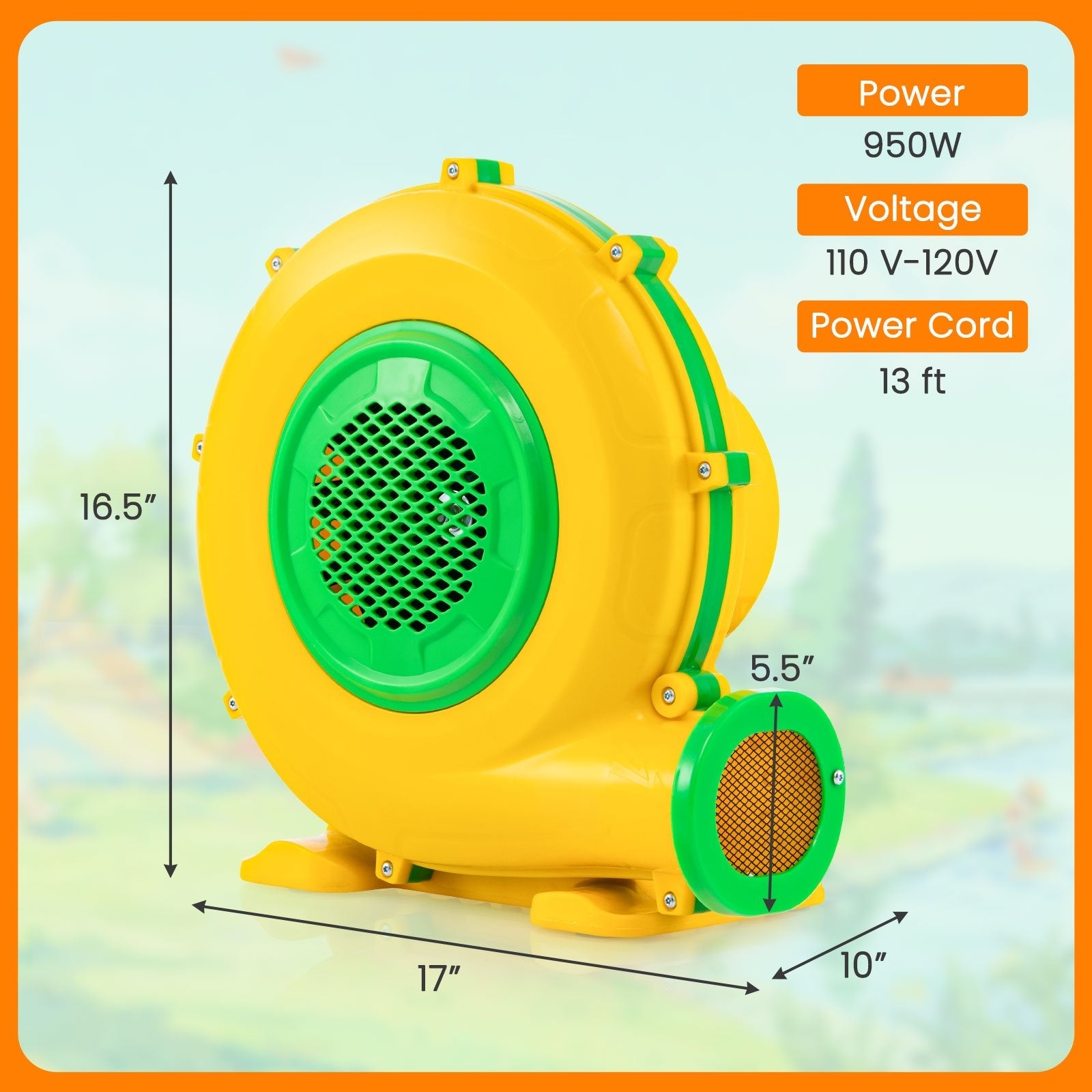 Air Blower Air Pump Fan with Convenient Handle and Ground Stakes-950W, Yellow Air Blowers   at Gallery Canada