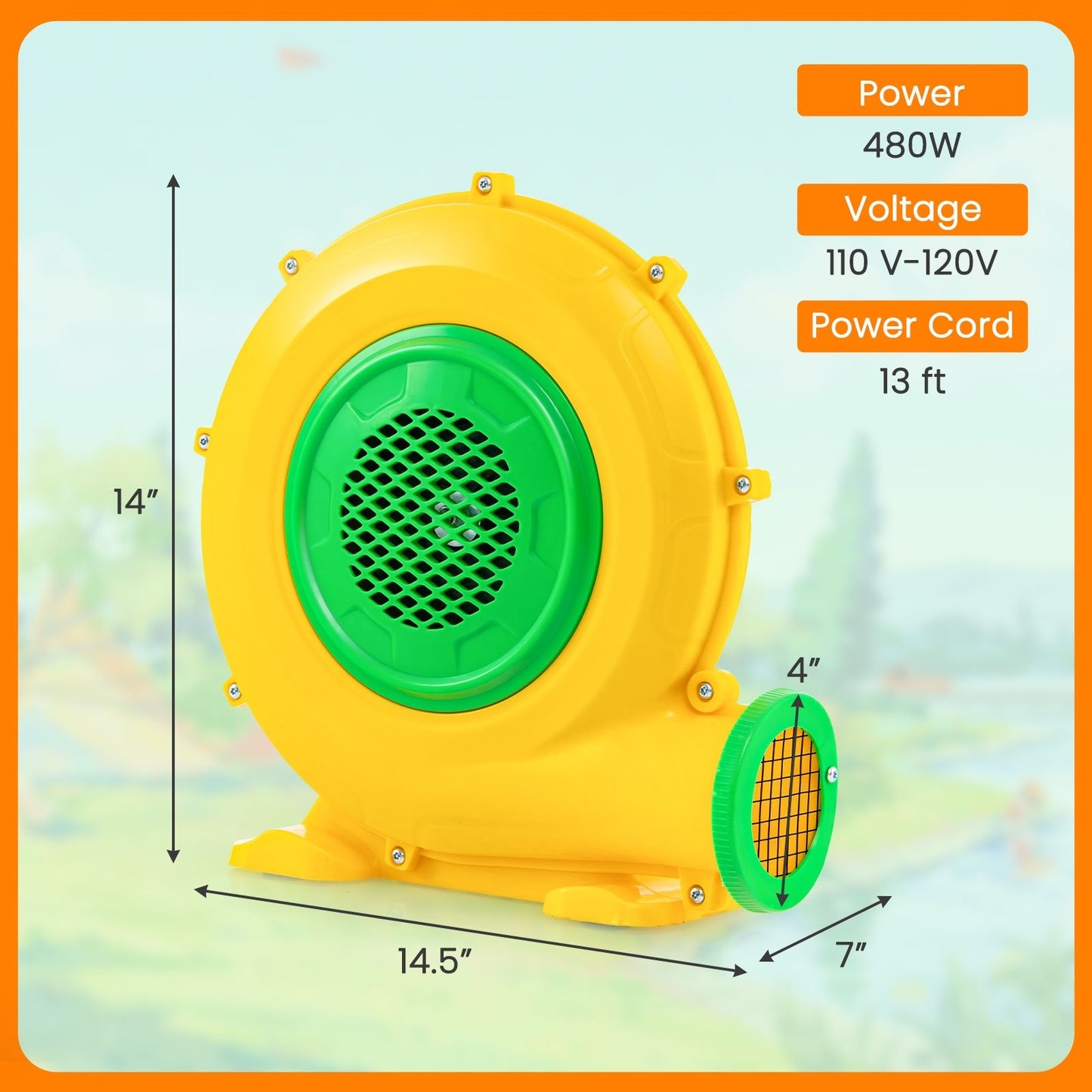 Air Blower Air Pump Fan with Convenient Handle and Ground Stakes-480W, Yellow Air Blowers   at Gallery Canada