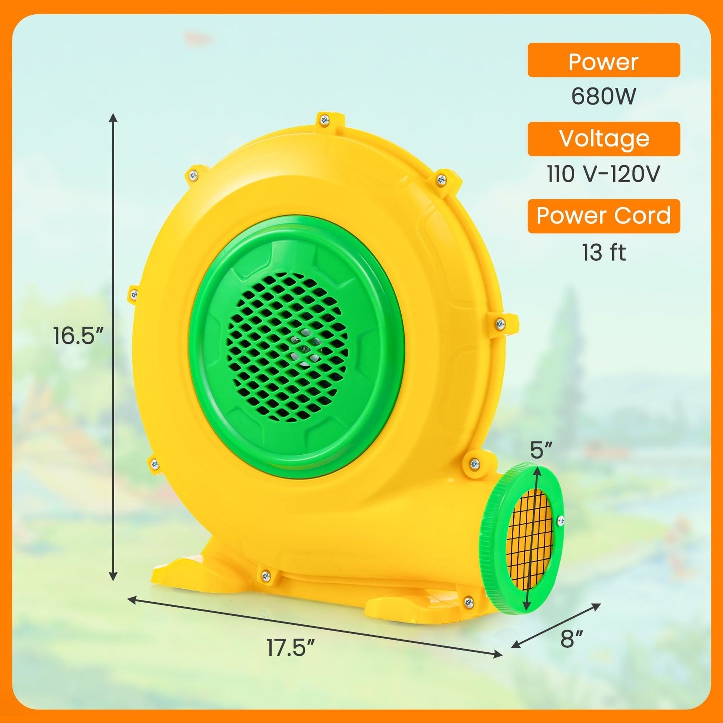 Air Blower Air Pump Fan with Convenient Handle and Ground Stakes-680W, Yellow Air Blowers   at Gallery Canada