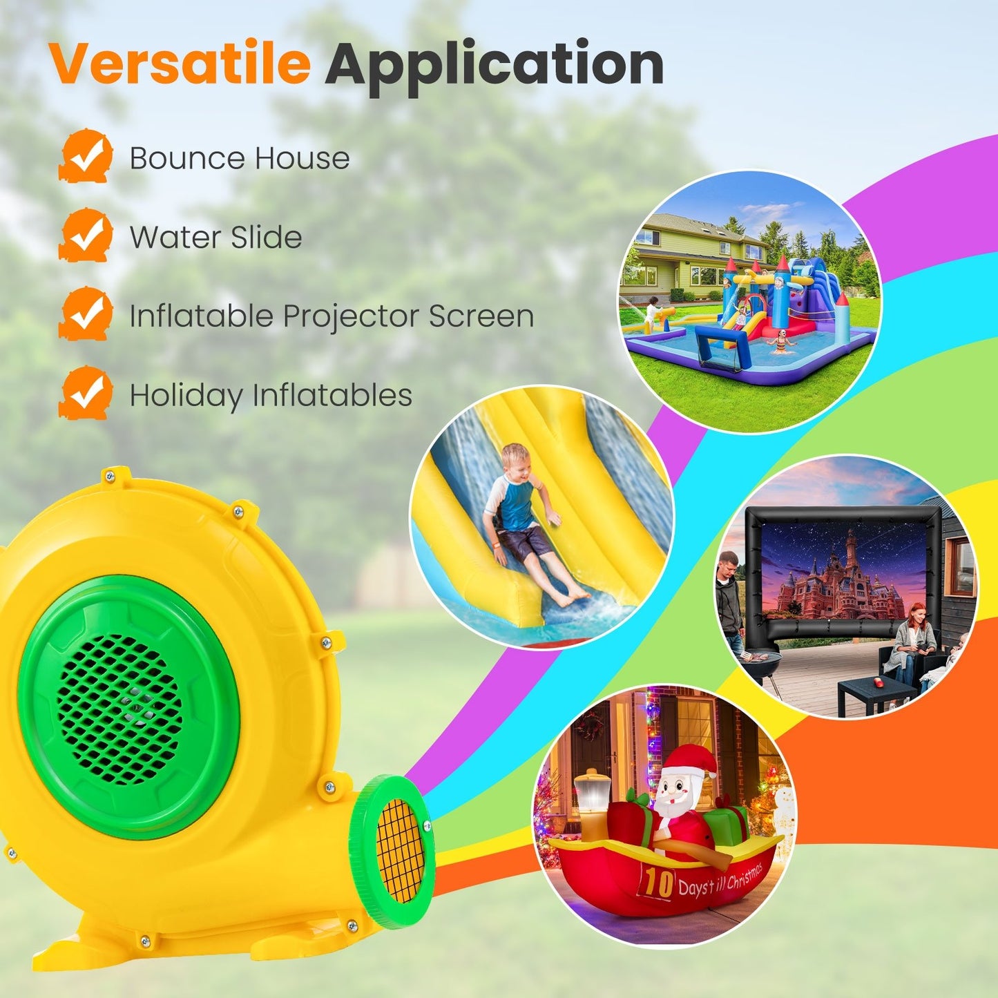 Air Blower Air Pump Fan with Convenient Handle and Ground Stakes-680W, Yellow Air Blowers   at Gallery Canada