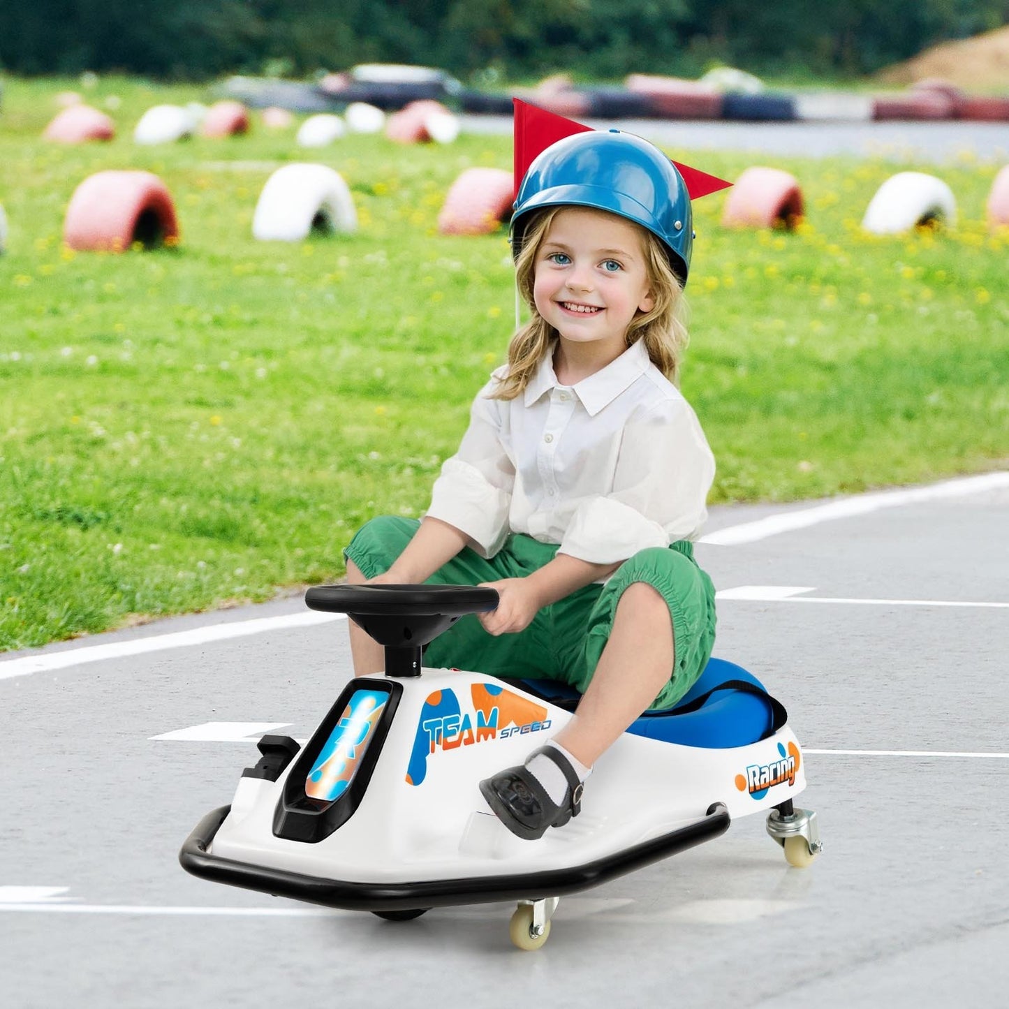 24V Electric Drifting Go Kart for Kids with 360° Spin Wireless Connection, Navy - Gallery Canada