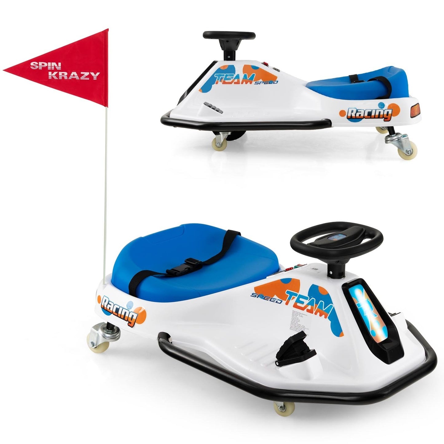 24V Electric Drifting Go Kart for Kids with 360° Spin Wireless Connection, Navy - Gallery Canada