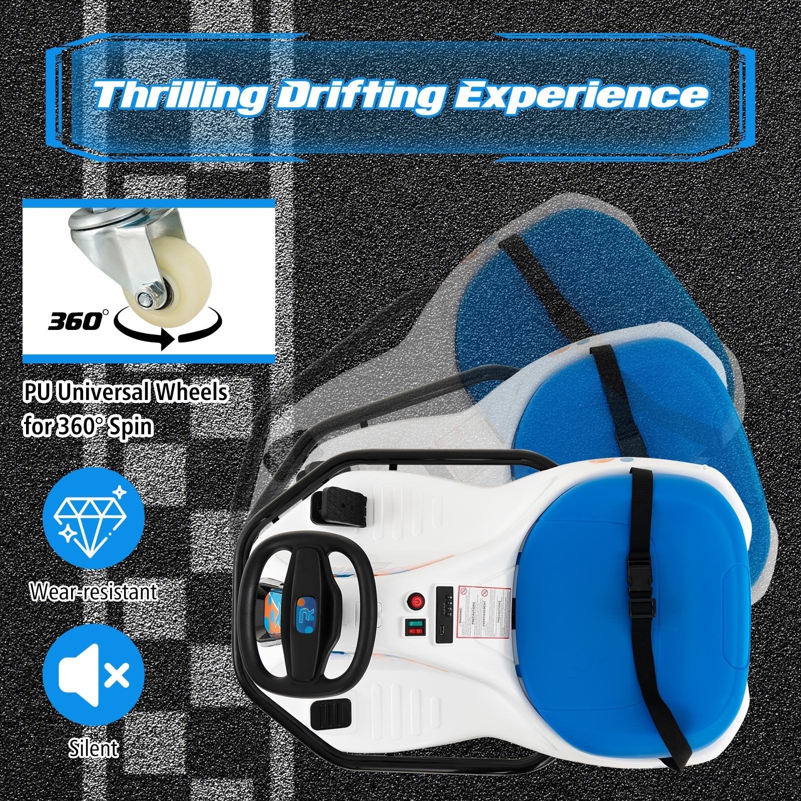 24V Electric Drifting Go Kart for Kids with 360° Spin Wireless Connection, Navy Powered Ride On Toys   at Gallery Canada