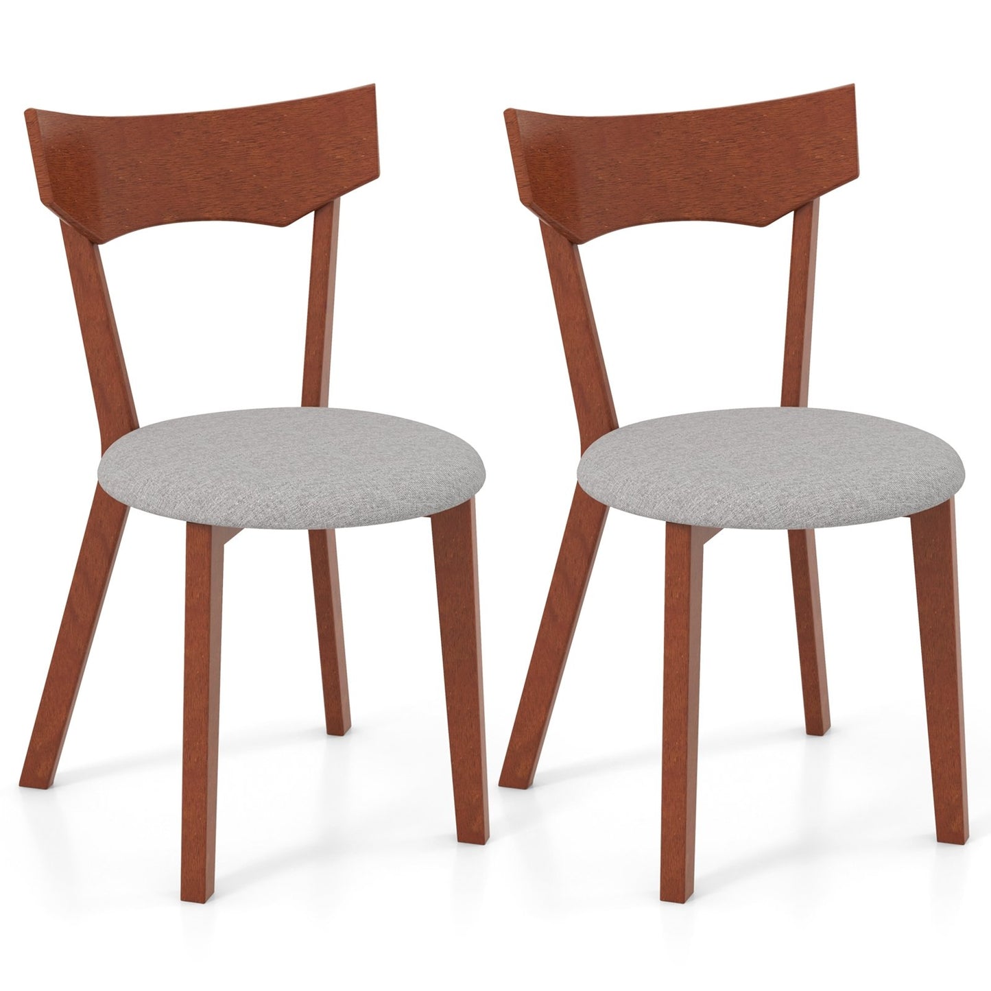 Wooden Dining Chair Set of 2 with Rubber Wood Legs and Padded Seat Cushion, Gray Dining Chairs   at Gallery Canada