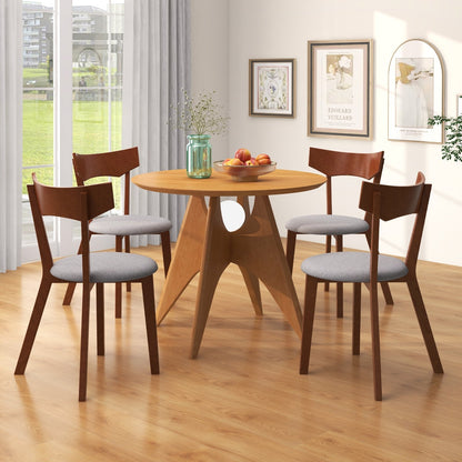 Wooden Dining Chair Set of 2 with Rubber Wood Legs and Padded Seat Cushion, Gray Dining Chairs   at Gallery Canada