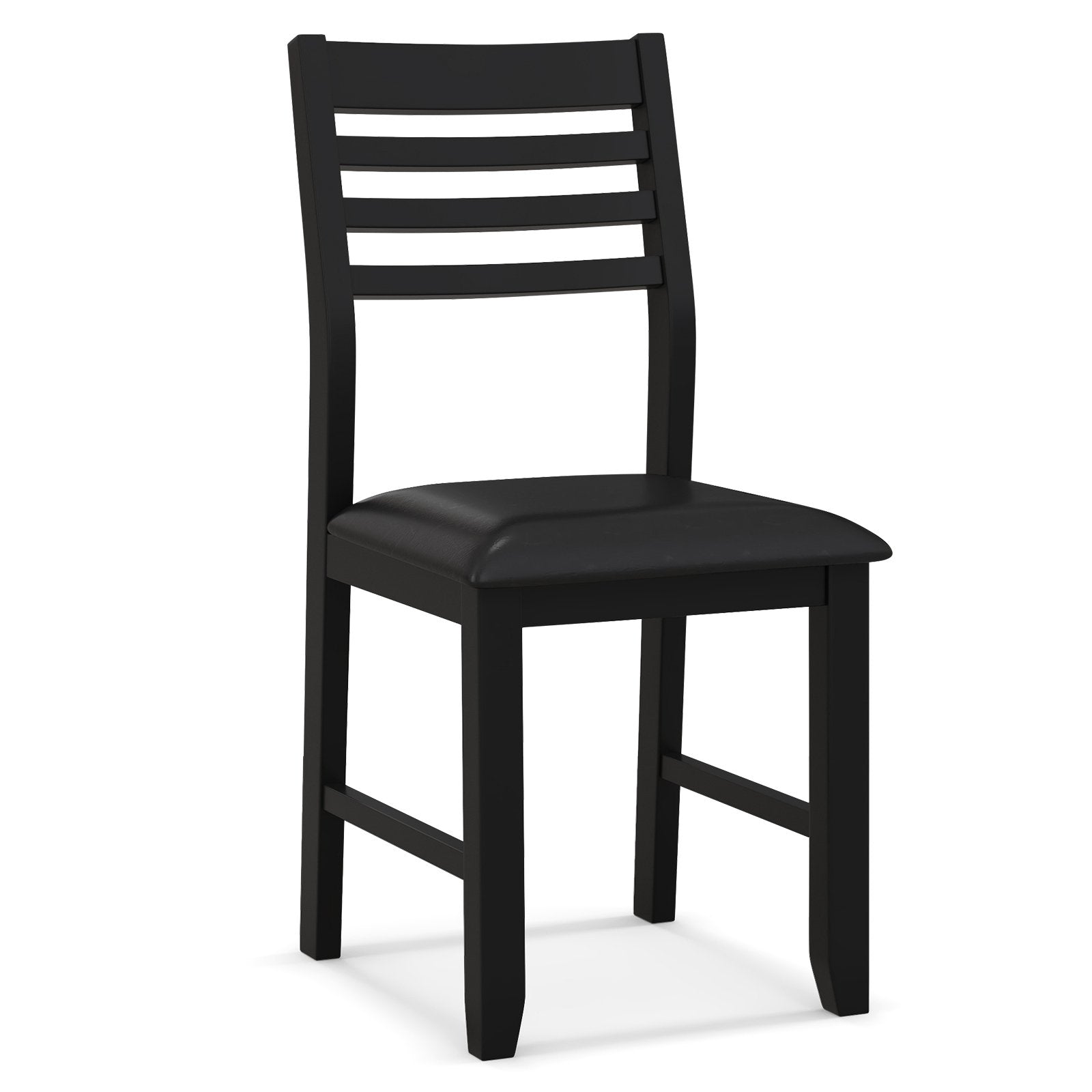 Wooden Dining Chair Set of 2 with Rubber Wood Frame  Padded Cushion and Ladder Back, Black Dining Chairs   at Gallery Canada