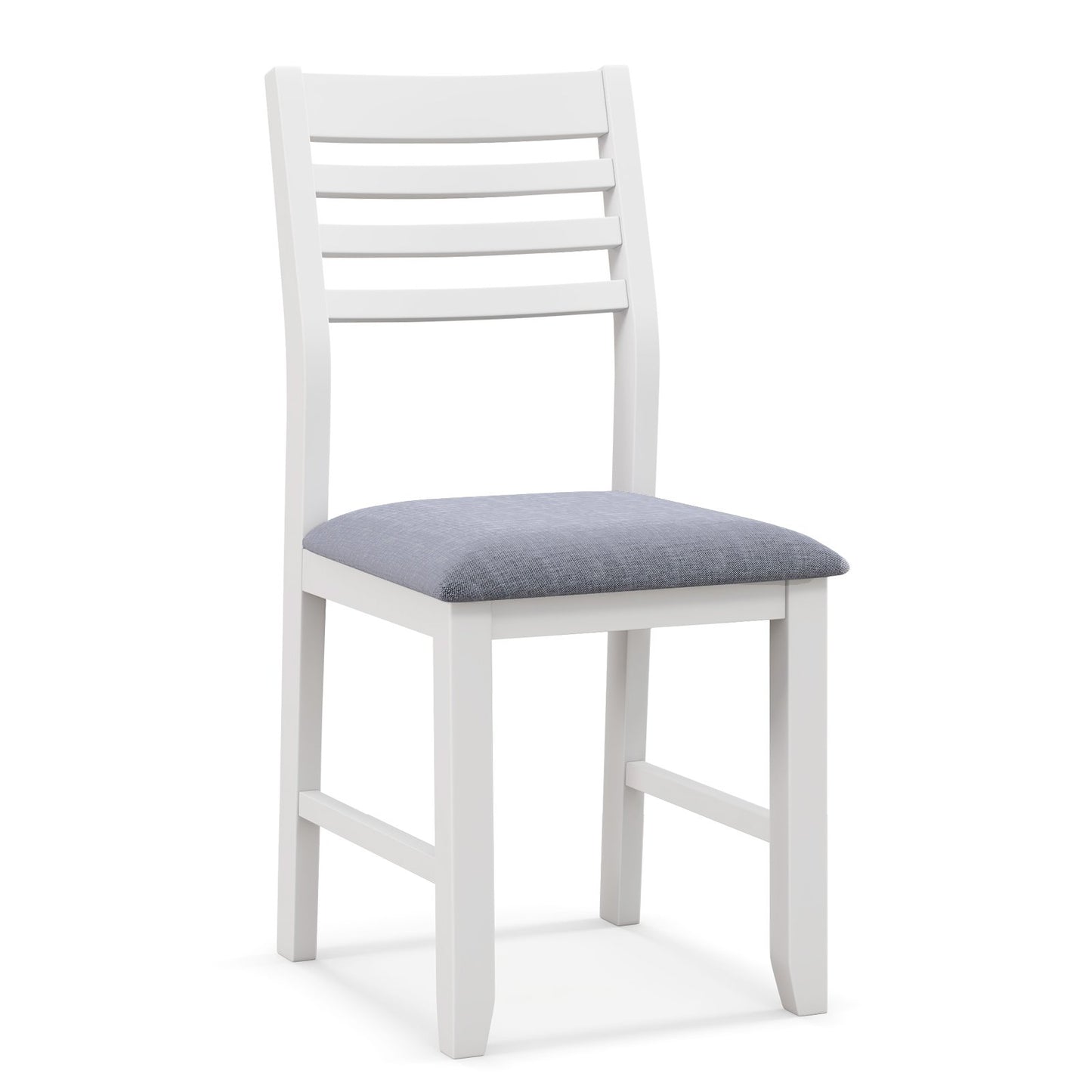 Wooden Dining Chair Set of 2 with Rubber Wood Frame  Padded Cushion and Ladder Back, White Dining Chairs   at Gallery Canada