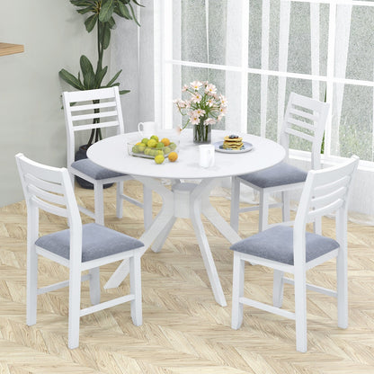 Wooden Dining Chair Set of 2 with Rubber Wood Frame  Padded Cushion and Ladder Back, White Dining Chairs   at Gallery Canada