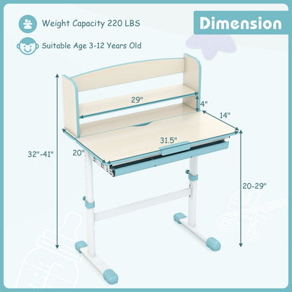 Height Adjustable Kids Study Desk with Tilt Desktop, Blue Kids Table & Chair Sets   at Gallery Canada