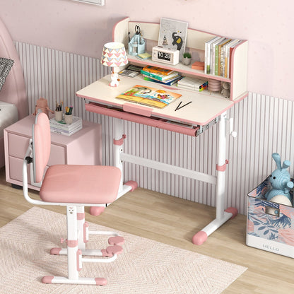 Height Adjustable Kids Study Desk with Tilt Desktop, Pink Kids Table & Chair Sets   at Gallery Canada