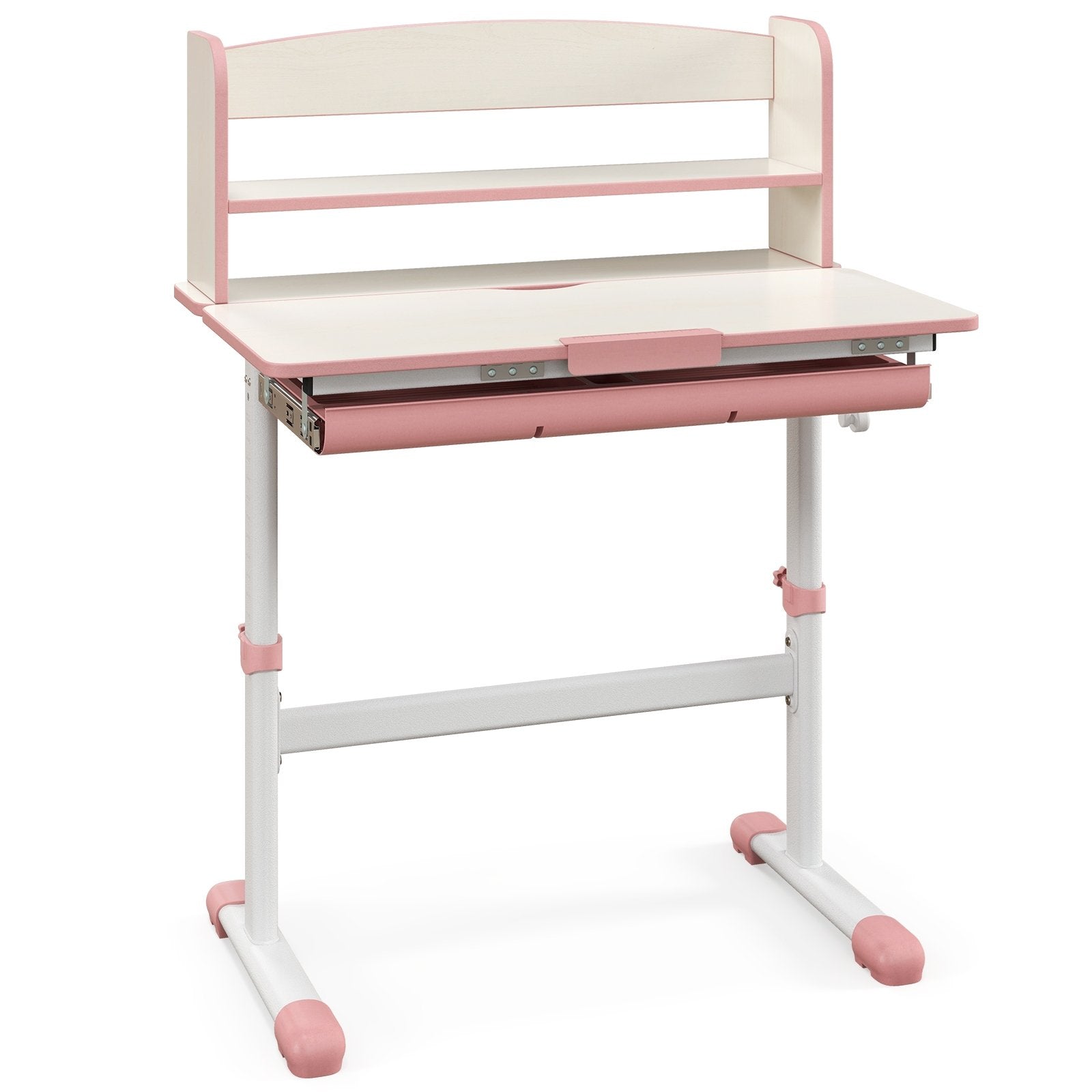 Height Adjustable Kids Study Desk with Tilt Desktop, Pink Kids Table & Chair Sets   at Gallery Canada