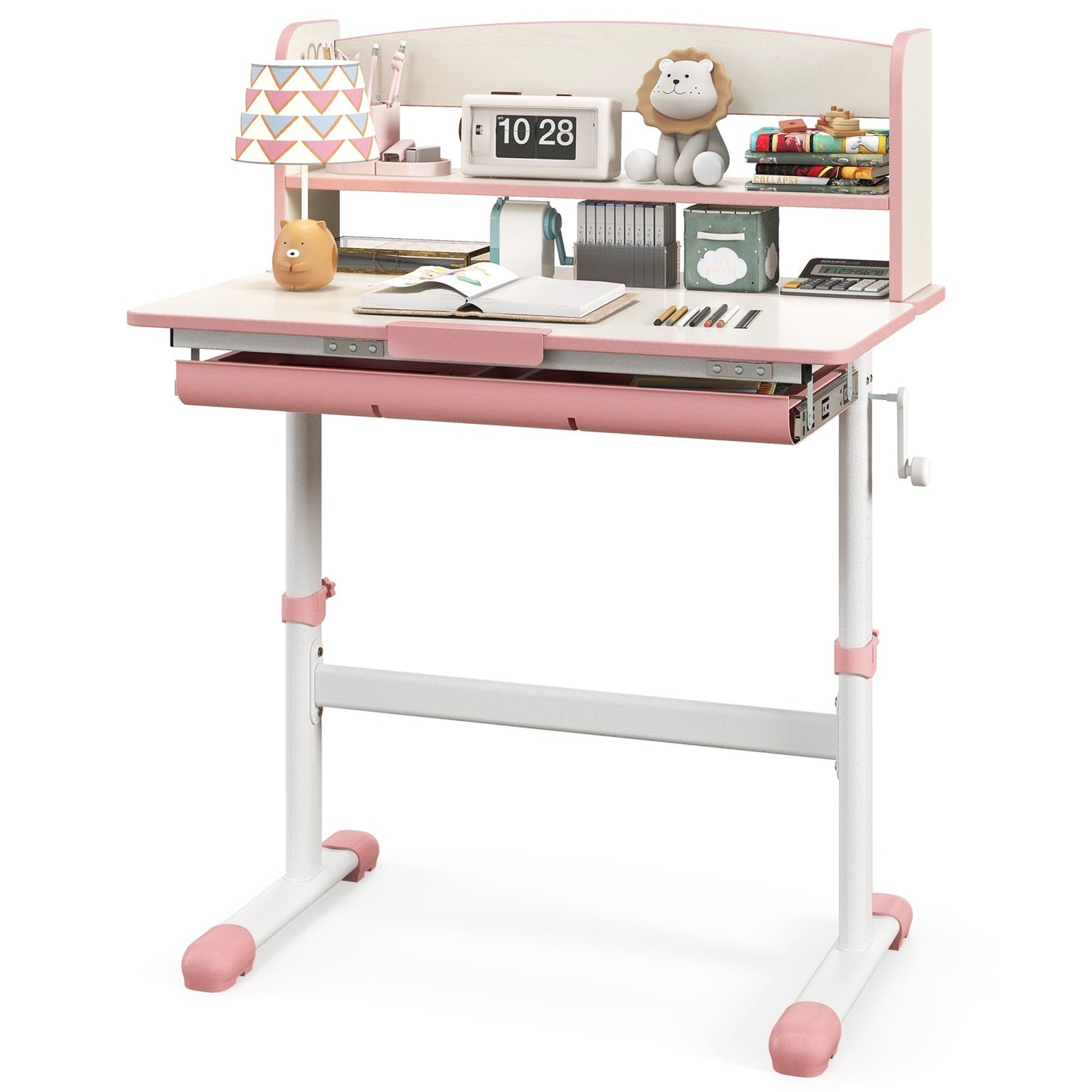 Height Adjustable Kids Study Desk with Tilt Desktop, Pink Kids Table & Chair Sets   at Gallery Canada