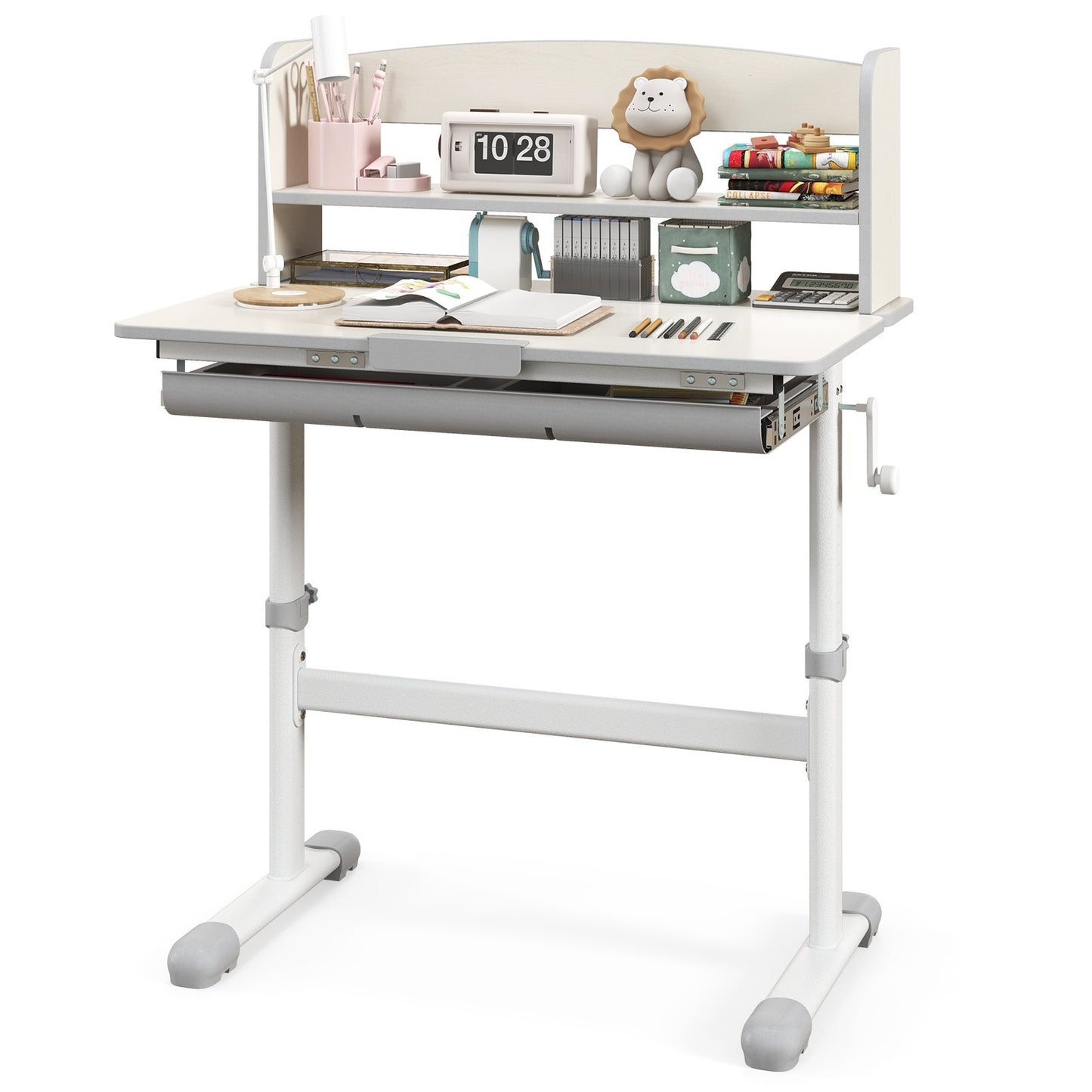 Height Adjustable Kids Study Desk with Tilt Desktop, Gray Kids Table & Chair Sets   at Gallery Canada