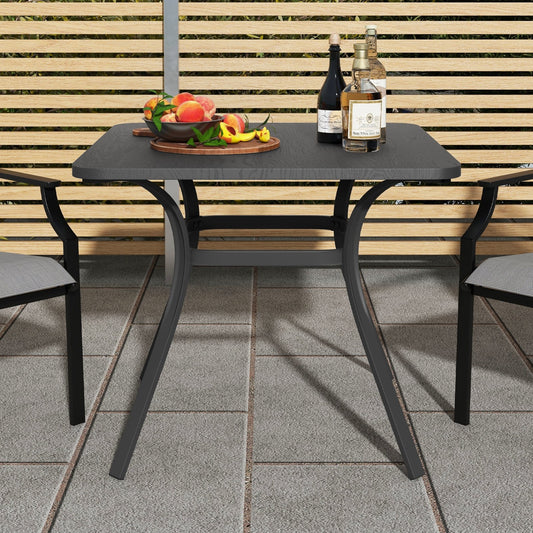 32 Inch Patio Dining Table Metal Square Table for Dining with 4 Curved Legs, Gray - Gallery Canada