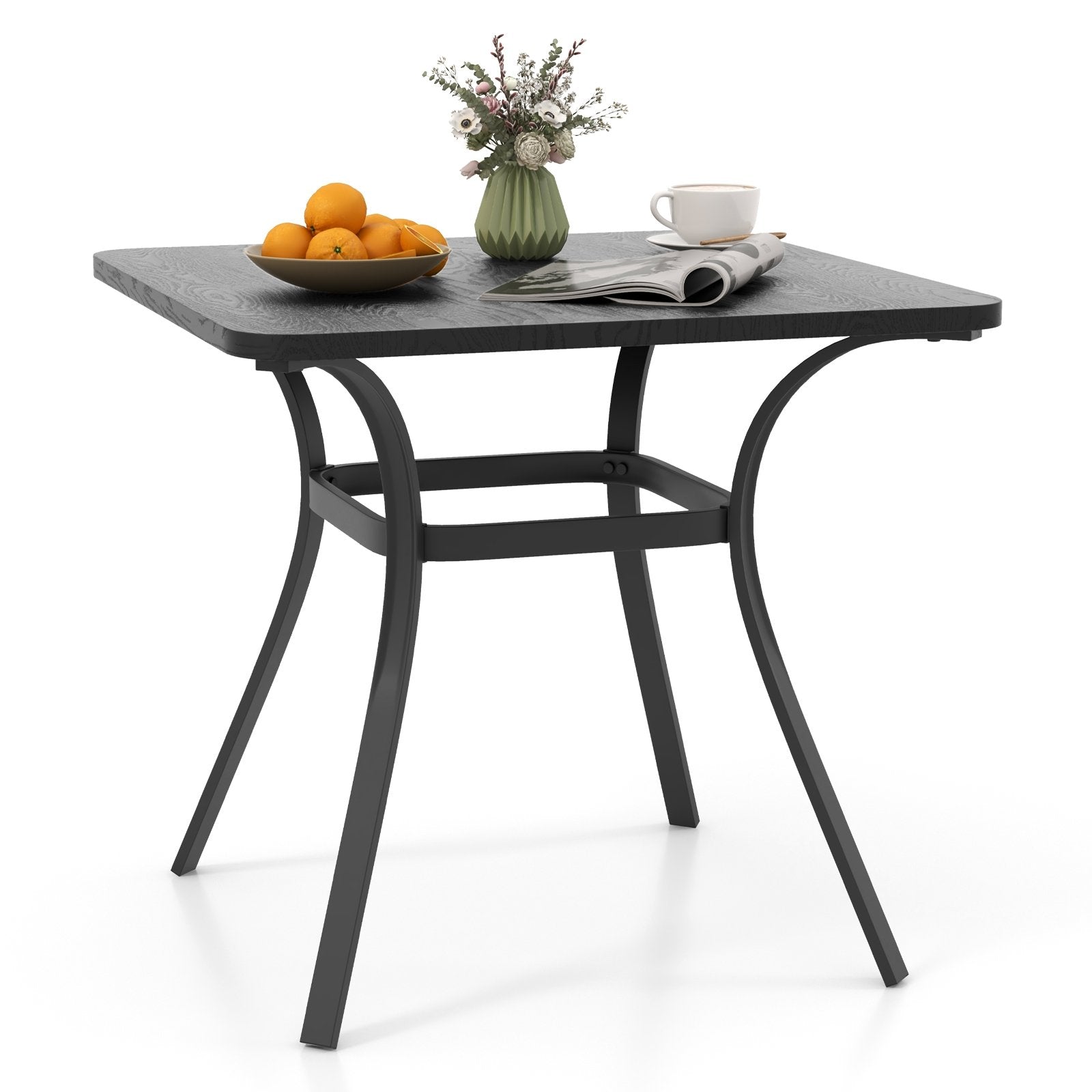 32 Inch Patio Dining Table Metal Square Table for Dining with 4 Curved Legs, Gray Patio Dining Tables   at Gallery Canada