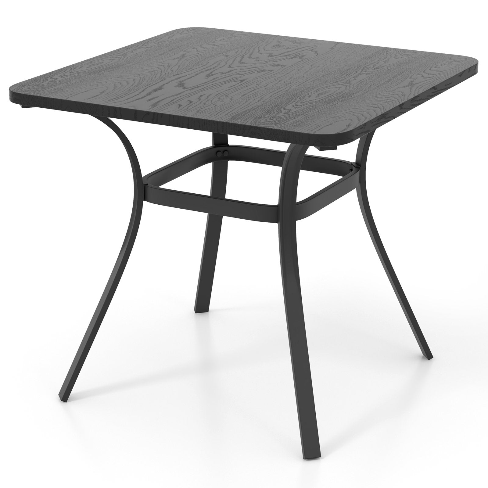 32 Inch Patio Dining Table Metal Square Table for Dining with 4 Curved Legs, Gray - Gallery Canada