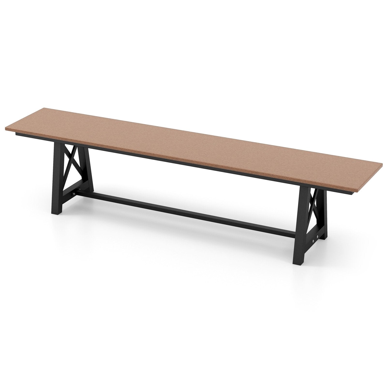 3-4 Person Outdoor HDPE Bench with Metal Frame, Brown Outdoor Benches   at Gallery Canada