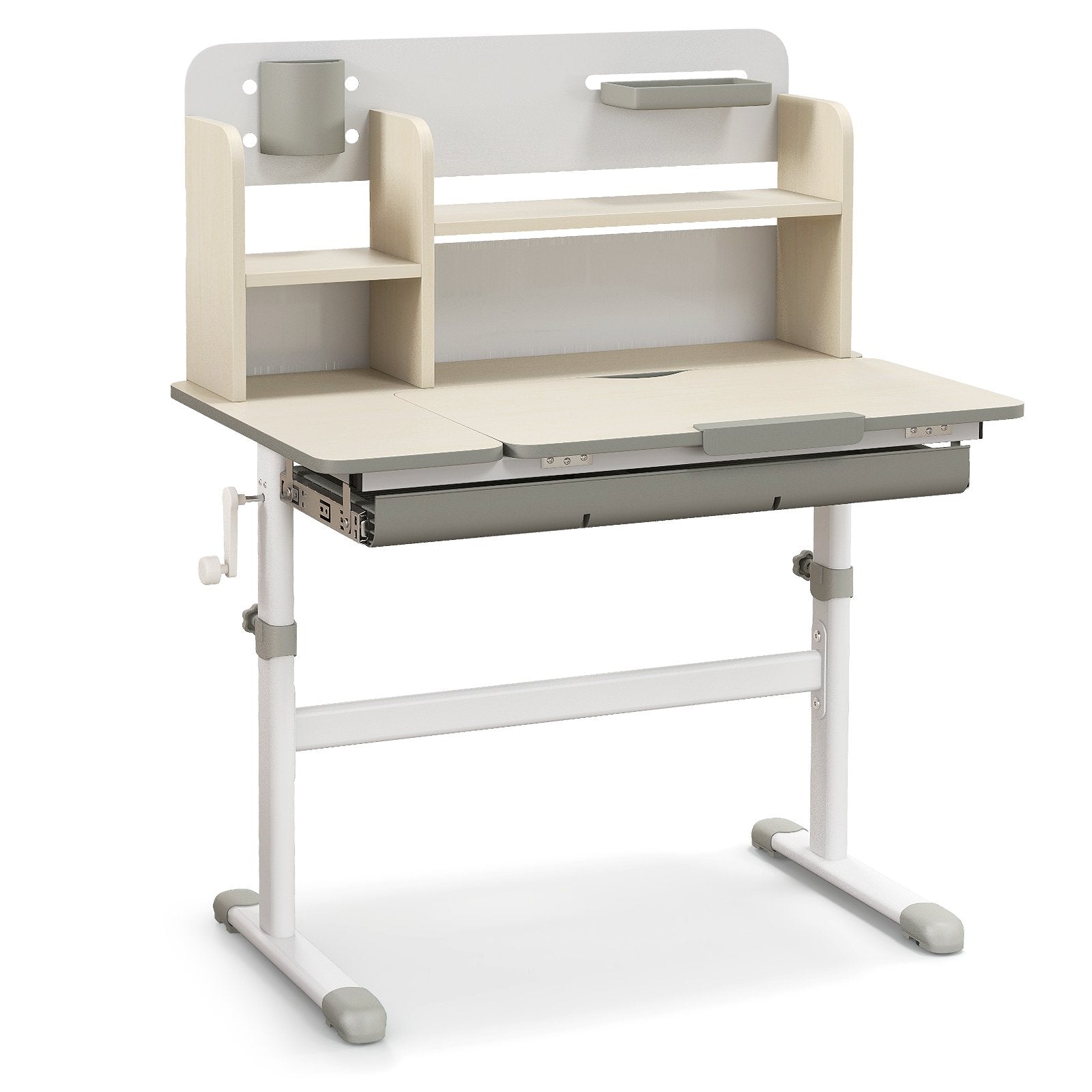 Height Adjustable Kids Study Desk with Tilt Desktop for 3-12 Years Old, Gray Kids Table & Chair Sets   at Gallery Canada