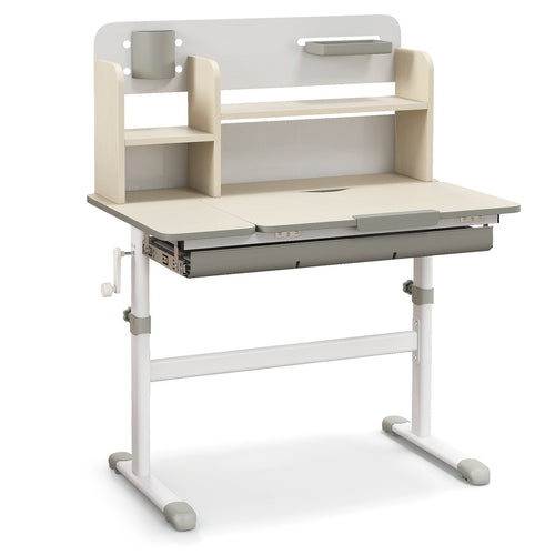 Height Adjustable Kids Study Desk with Tilt Desktop for 3-12 Years Old, Gray