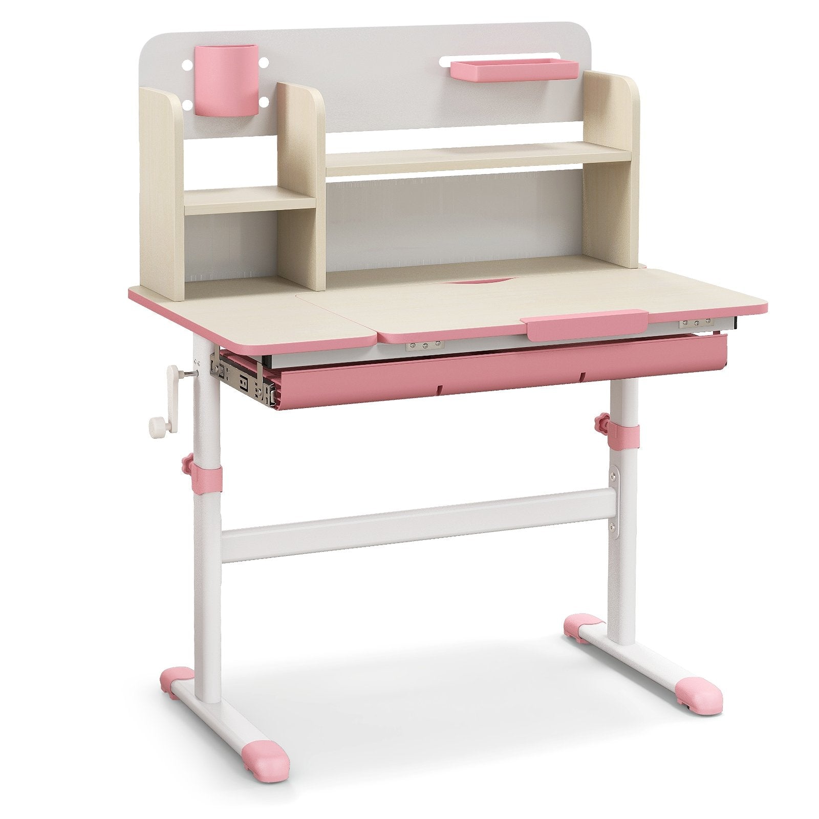 Height Adjustable Kids Study Desk with Tilt Desktop for 3-12 Years Old, Pink Kids Table & Chair Sets   at Gallery Canada