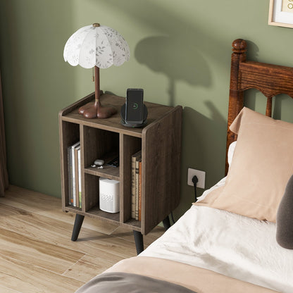 Vinyl Record Storage Turntable Stand with 4 Open Shelves, Gray File Cabinets   at Gallery Canada