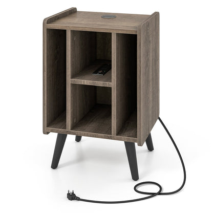 Vinyl Record Storage Turntable Stand with 4 Open Shelves, Gray File Cabinets   at Gallery Canada