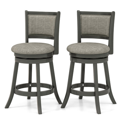 Swivel Bar Stools Set of 2 with Soft-padded Back and Seat-S, Gray Bar Stools   at Gallery Canada