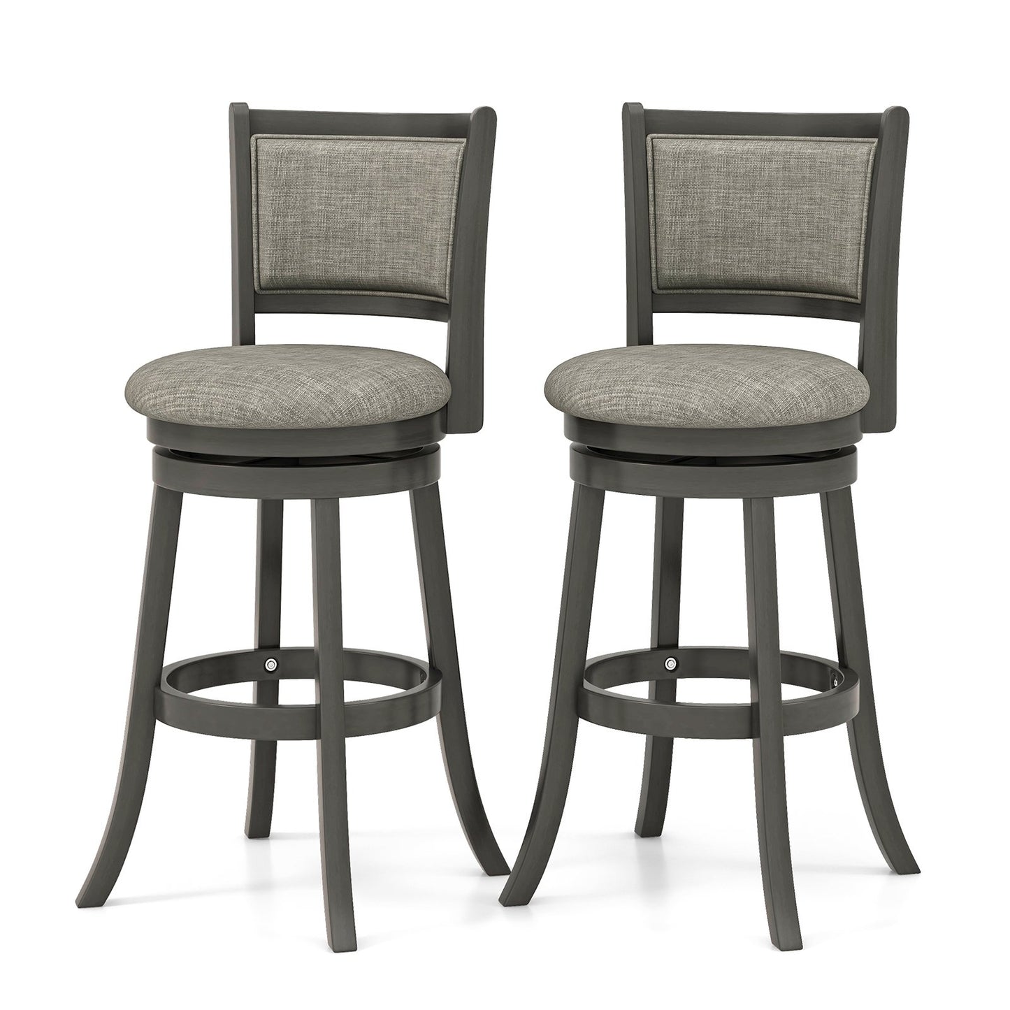 Swivel Bar Stools Set of 2 with Soft-padded Back and Seat-L, Gray Bar Stools   at Gallery Canada