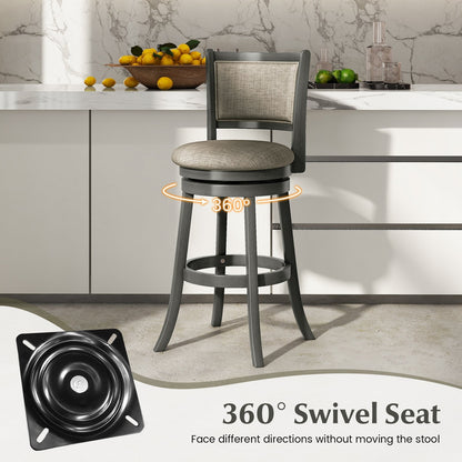 Swivel Bar Stools Set of 2 with Soft-padded Back and Seat-L, Gray Bar Stools   at Gallery Canada