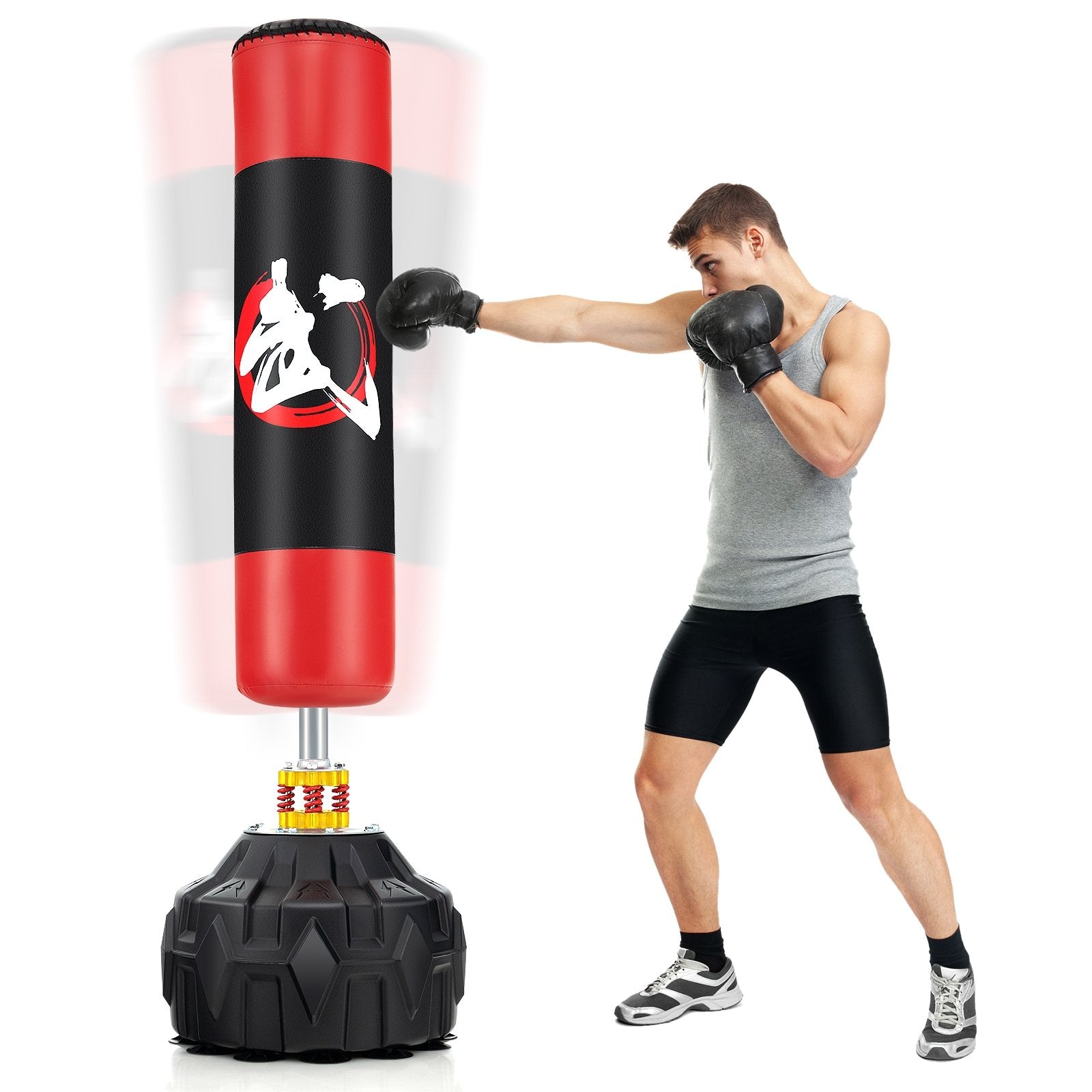 70 Inch Freestanding Punching Bag with Fillable Base 12 Suction Cups and Shock Absorbers Boxing & Martial Arts   at Gallery Canada