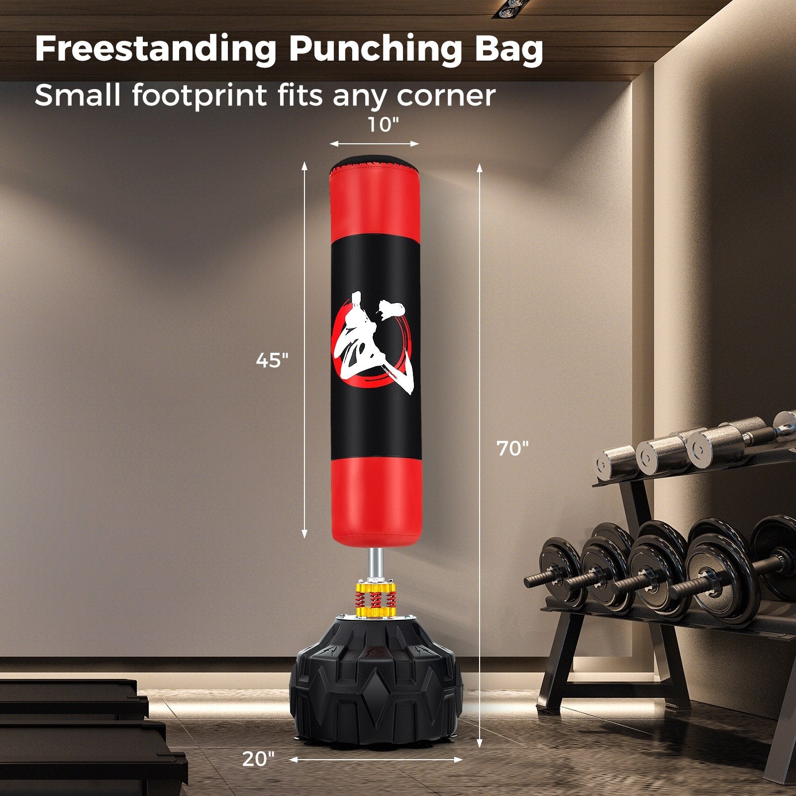 70 Inch Freestanding Punching Bag with Fillable Base 12 Suction Cups and Shock Absorbers - Gallery Canada