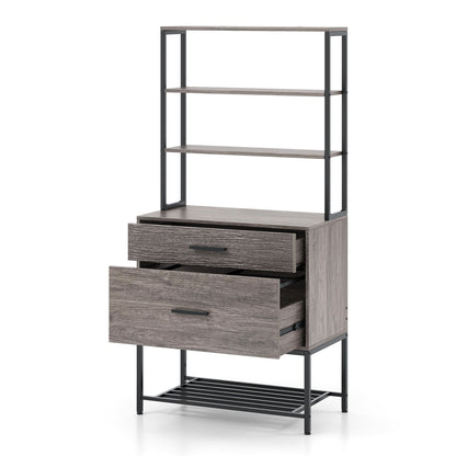 Freestanding File Cabinet with Charging Station and 3-Tier Open Shelves, Gray Cat Trees Condos & Scratchers   at Gallery Canada