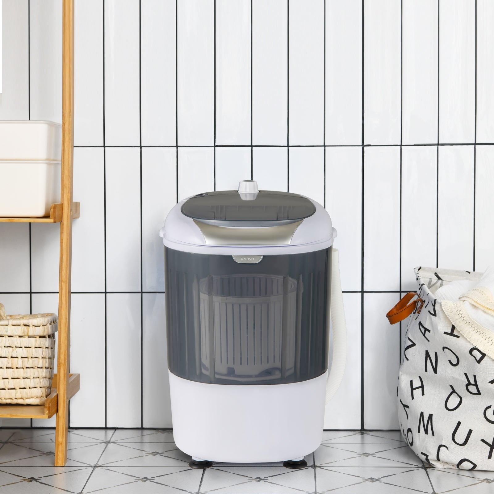 Portable Mini Washing Machine Semi-Automatic Washer and Spinner Combo with Single Tub, Gray Washing Machines   at Gallery Canada