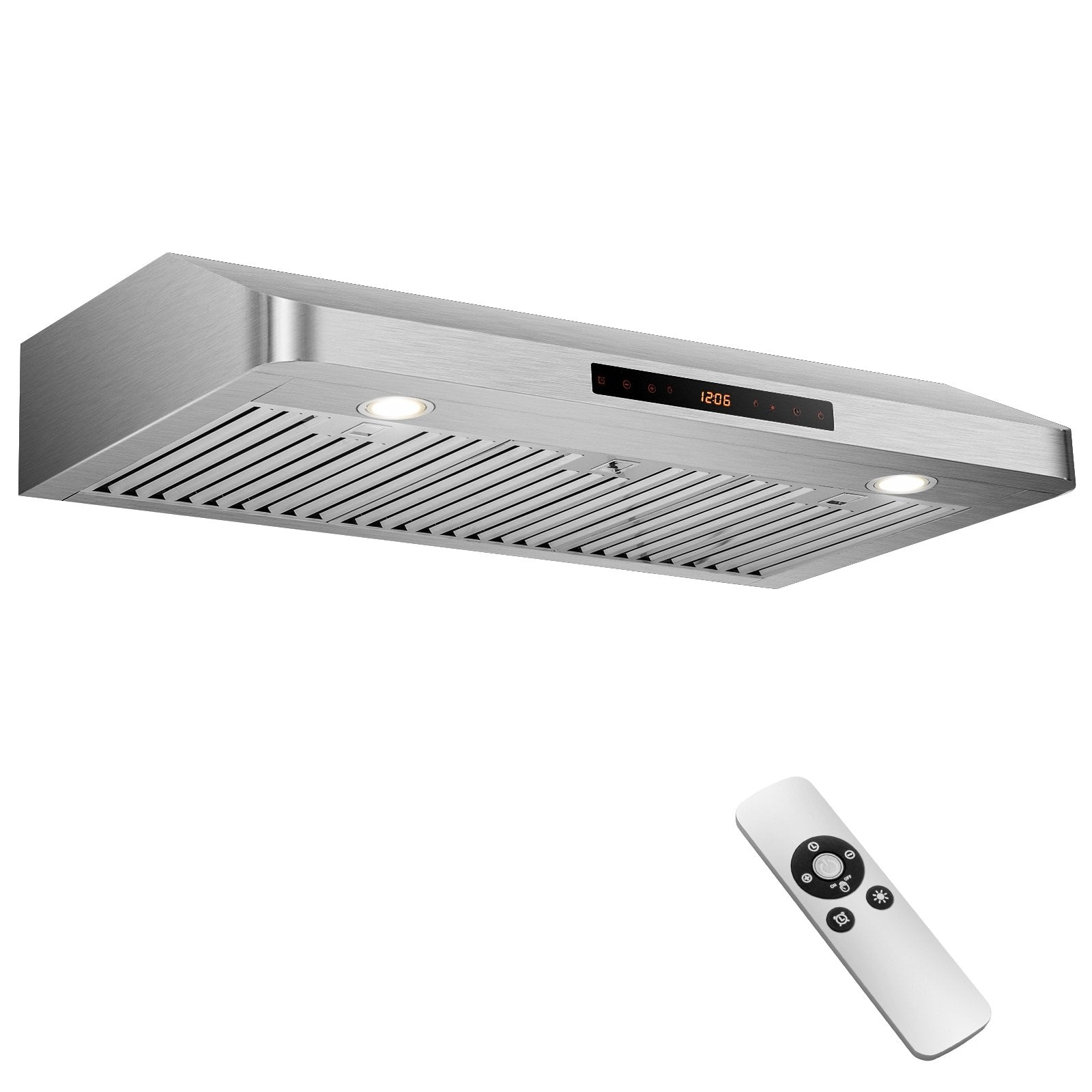 35.5/29.5 Inch Under Cabinet Range Hood 900 CFM Kitchen Vent with 4 Fan Speed-35.5 Inch, Silver Kitchen Appliances   at Gallery Canada