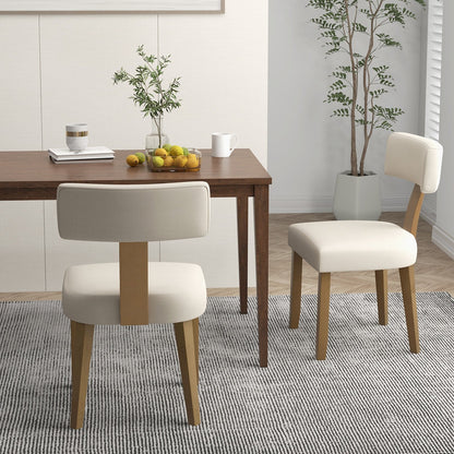 Dining Chairs Set of 2 with Curved Backrest Padded Seat, Beige Dining Chairs   at Gallery Canada