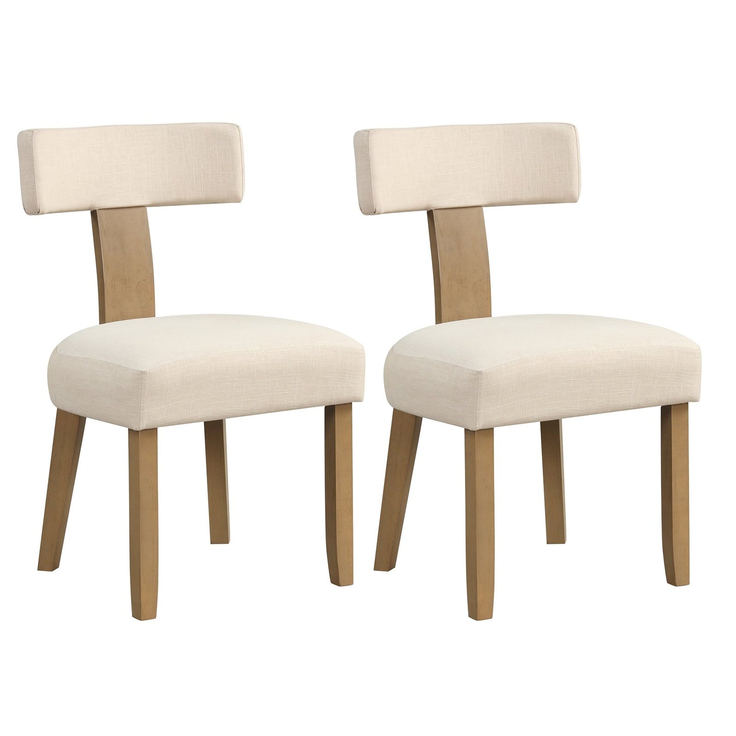 Dining Chairs Set of 2 with Curved Backrest Padded Seat, Beige Dining Chairs Beige  at Gallery Canada