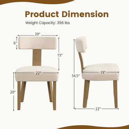 Dining Chairs Set of 2 with Curved Backrest Padded Seat, Beige Dining Chairs   at Gallery Canada