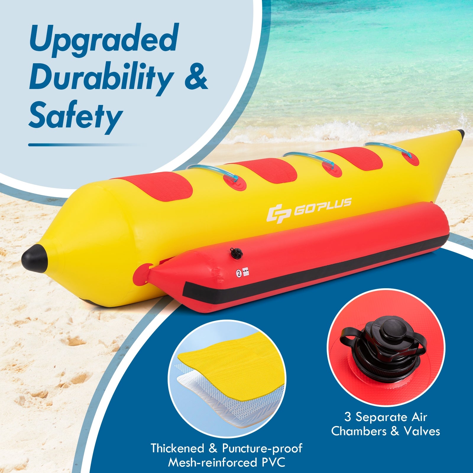 3-Person Inflatable Banana Boat with Electric Air Pump Carrying Bag and Repair Kit, Yellow Water Sports   at Gallery Canada