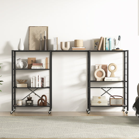 4-tier Foldable Storage Shelf for Tool Room Kitchen Living Room, Black Cabinets & Chests Black  at Gallery Canada