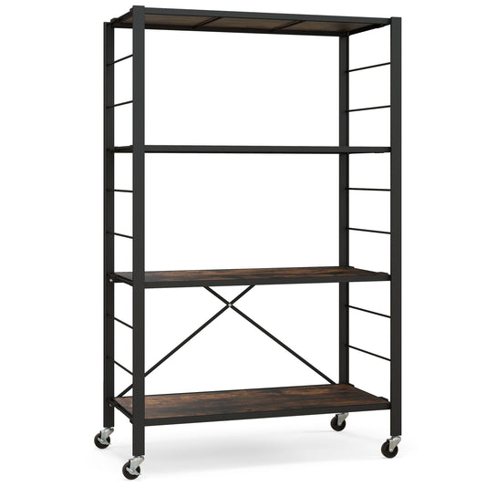 4-tier Foldable Storage Shelf for Tool Room Kitchen Living Room, Black - Gallery Canada