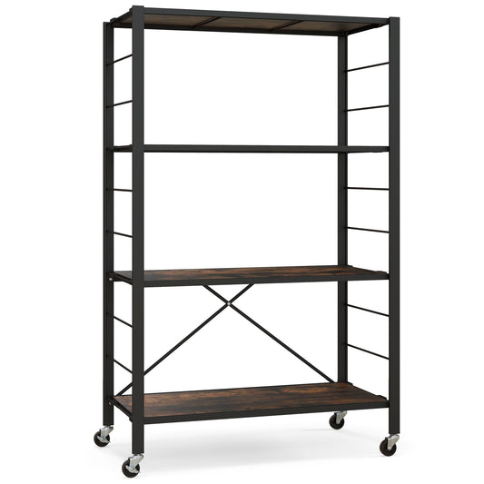 4-tier Foldable Storage Shelf for Tool Room Kitchen Living Room, Black Cabinets & Chests Black  at Gallery Canada