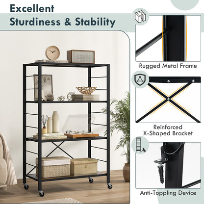 4-tier Foldable Storage Shelf for Tool Room Kitchen Living Room, Black Cabinets & Chests   at Gallery Canada