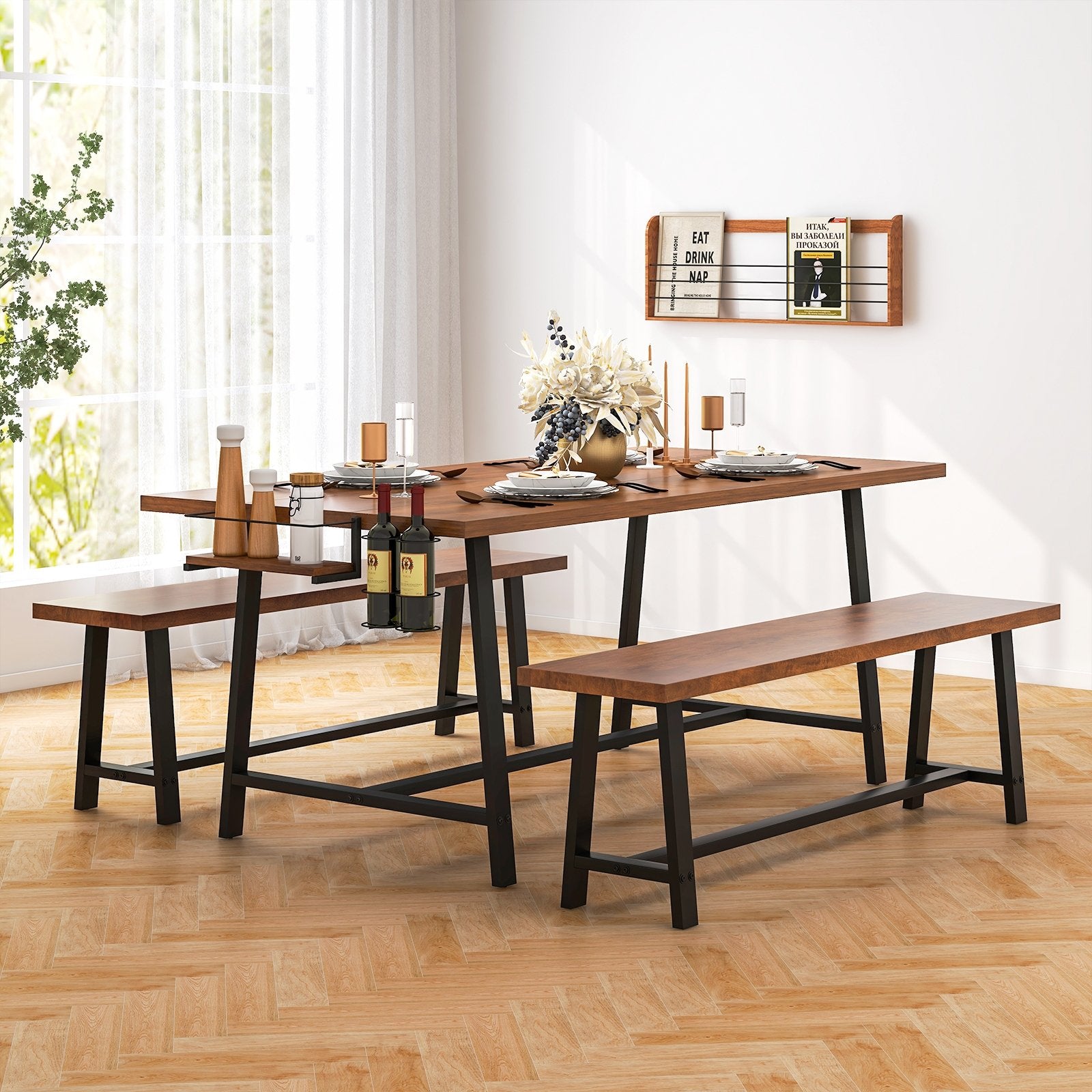 Dining Table Set for 5-7 with 2-Bottle Wine Rack and Condiment Holder Dining Room Sets   at Gallery Canada