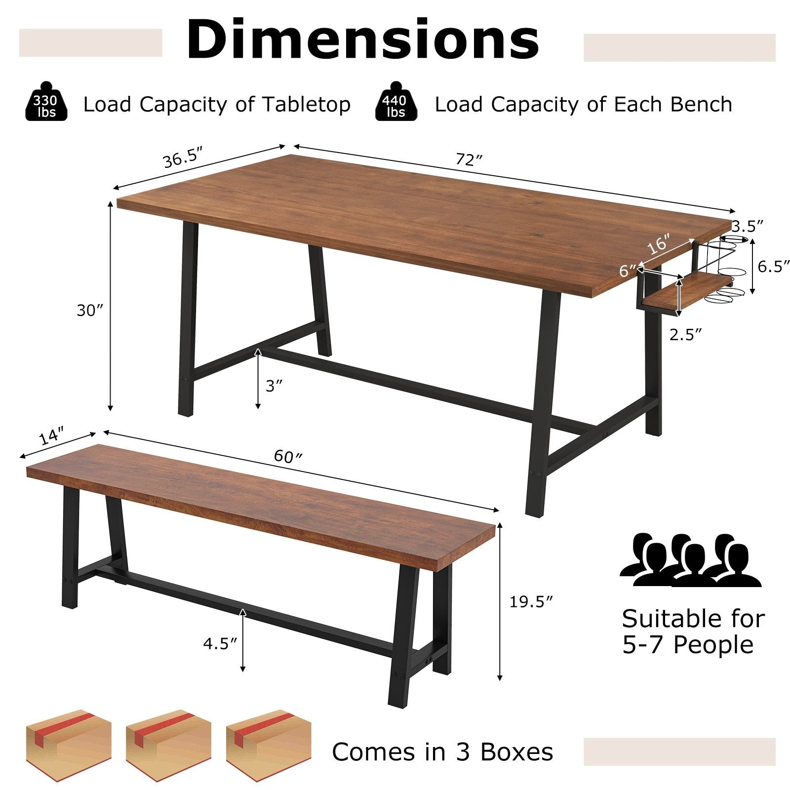 Dining Table Set for 5-7 with 2-Bottle Wine Rack and Condiment Holder Dining Room Sets   at Gallery Canada