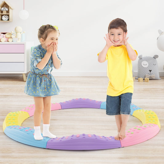 Colorful Kids Wavy Balance Beam with Textured Surface and Non-slip Foot Pads, Pink & Purple - Gallery Canada