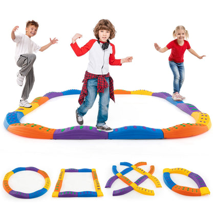 Colorful Kids Wavy Balance Beam with Textured Surface and Non-slip Foot Pads, Blue & Orange Toy Sports   at Gallery Canada