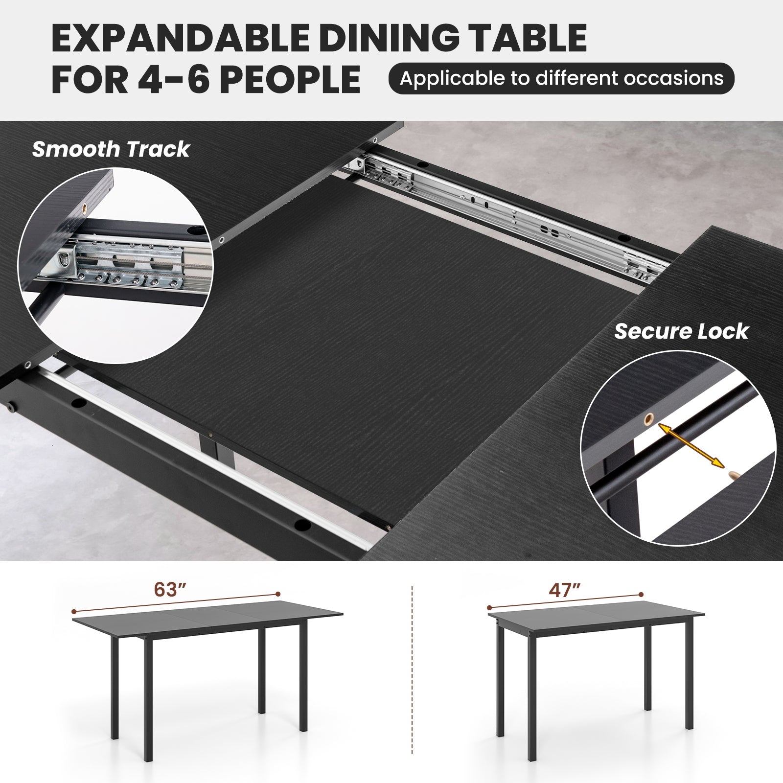 3 Piece Dining Table Set for 4-6 with 2 Benches, Black Dining Room Sets at Gallery Canada
